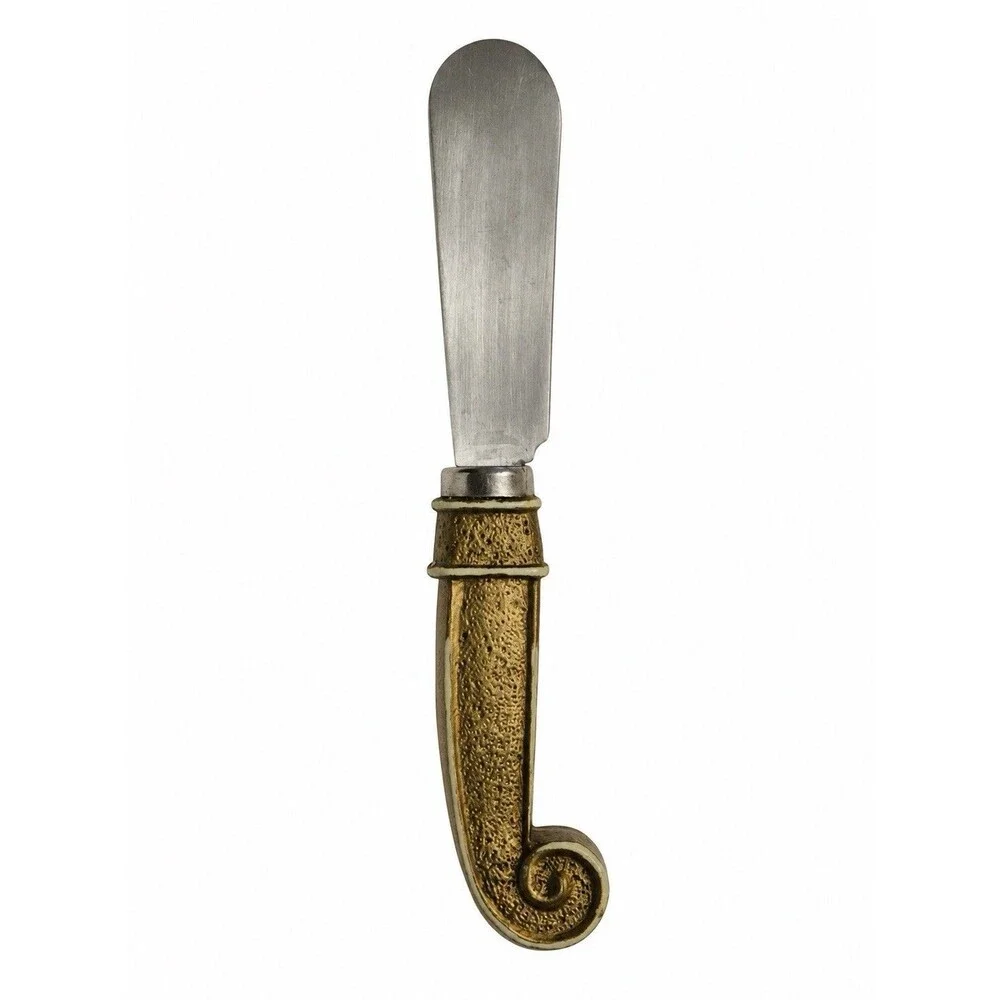 Cardinal Stainless Steel Butter Cheese Spreader Bronze Scroll Handle Vintage